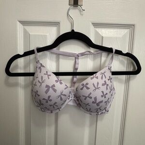 Lavender Bow Print Women's Bra